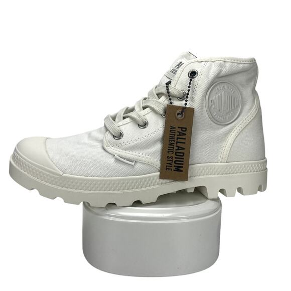 NIB PALLADIUM Pampa Hi Womens US (8.5)‎ White Vegan Canvas Chunky Hightop ($70) - Picture 1 of 6